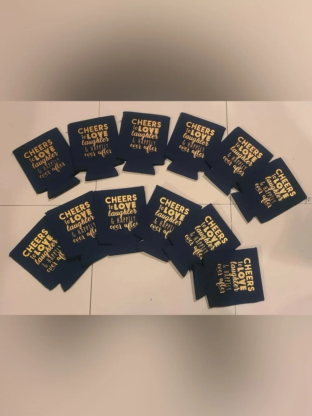 12 Navy 12 Oz Can Coolers with Gold 